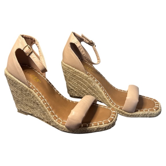 KAYLEEN By Los Angeles Tan Wedge Sandals Size 7 US - Picture 1 of 5